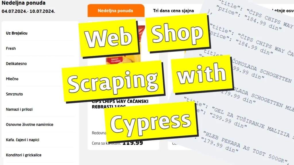 web shop scraping with cypress
