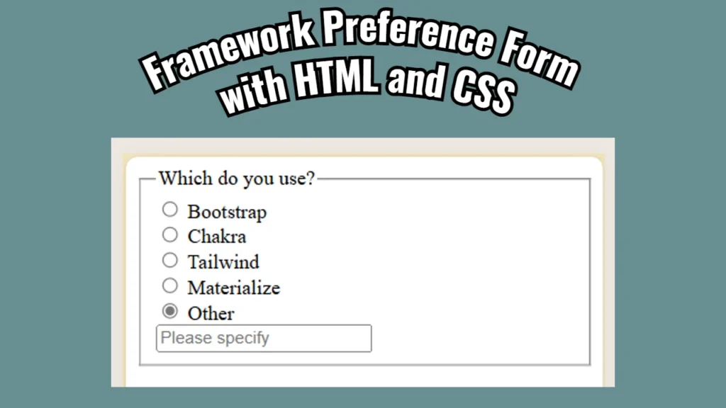 Framework Preference Form with HTML and CSS