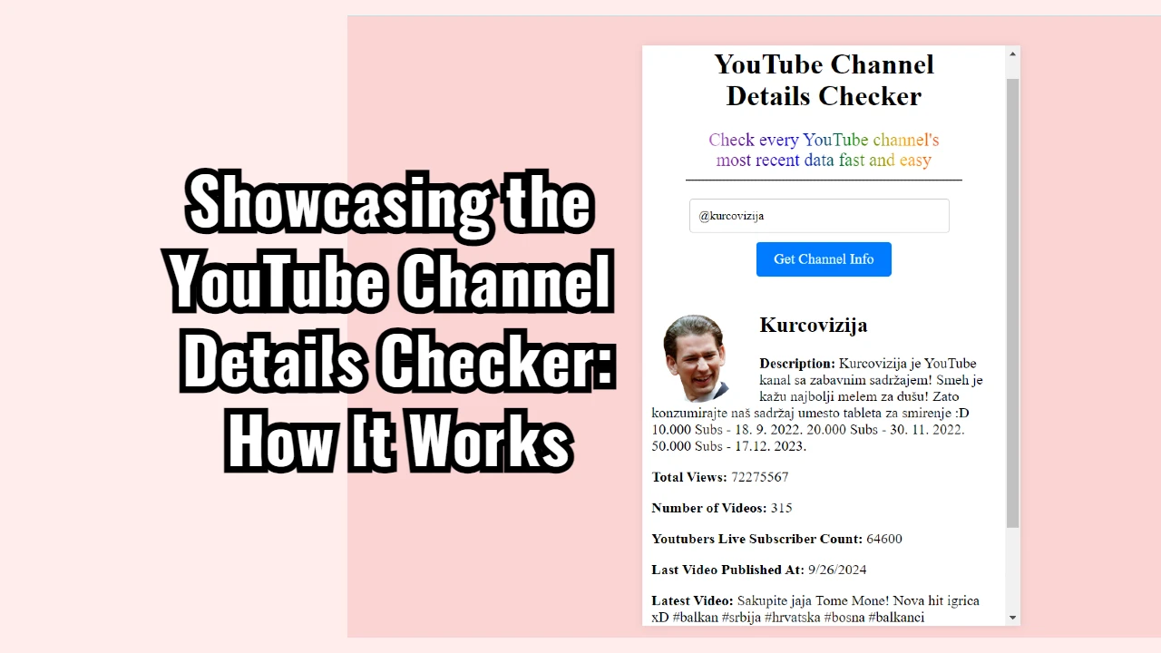 Showcasing the YouTube Channel Details Checker How It Works
