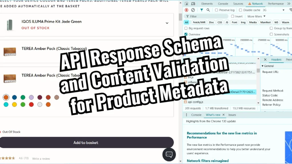 API Response Schema and Content Validation for Product Metadata