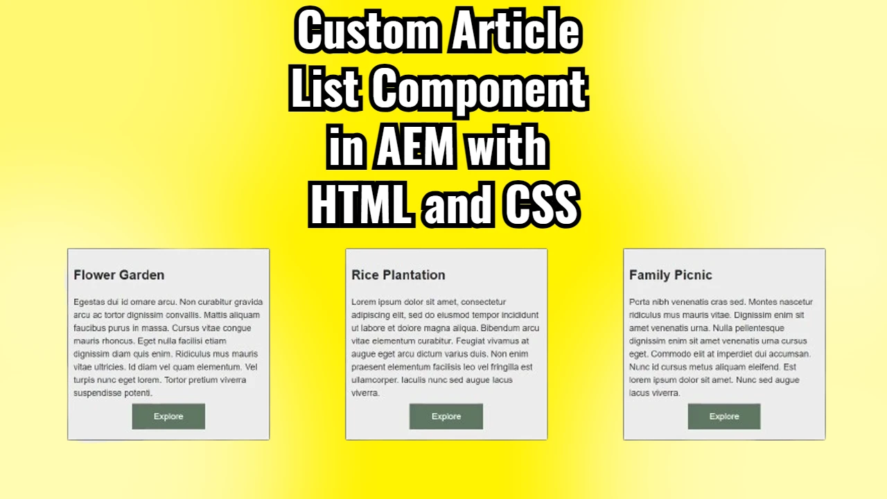 Configuring a Custom Article List Component in AEM with HTML and CSS