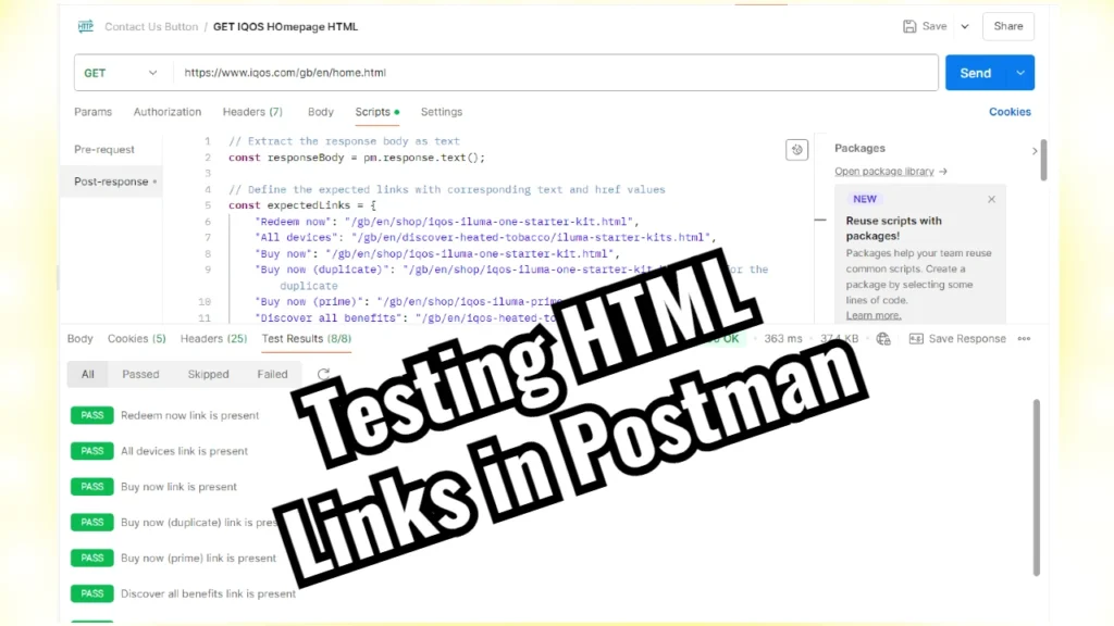 Testing HTML Links in Postman