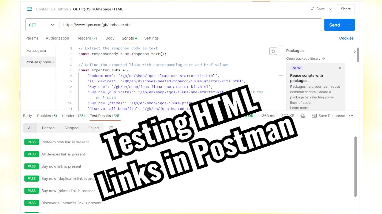 Testing HTML Links in Postman