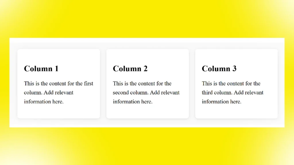 Erstellung eines Drei-Spalten-Komponents für Webinhalte