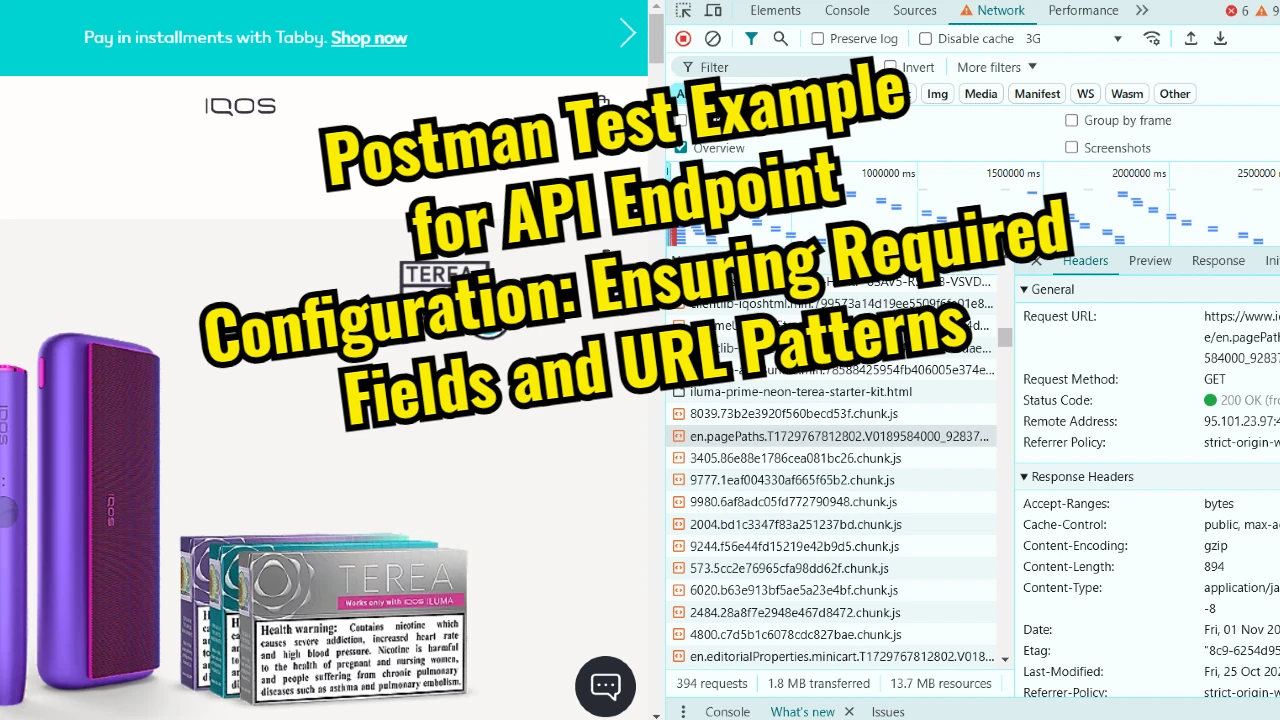 Postman Test Example for API Endpoint Configuration: Ensuring Required Fields and URL Patterns