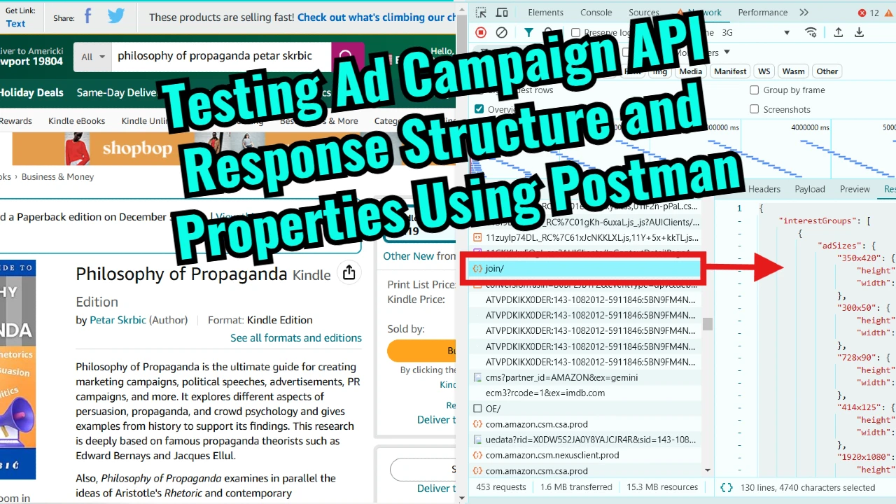 Testing Ad Campaign API Response Structure and Properties Using Postman