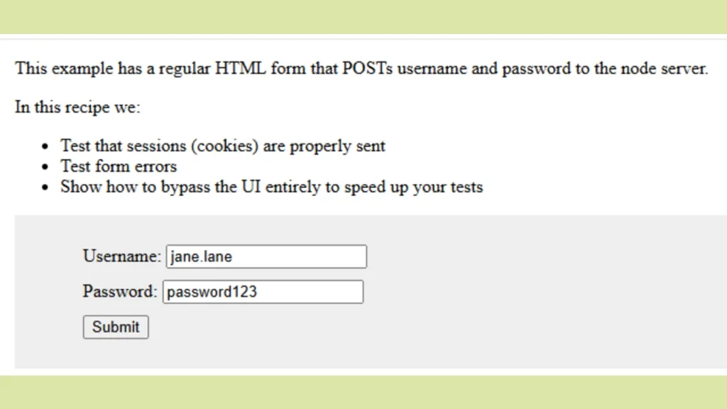 HTML Login web form with Express JS & Cypress