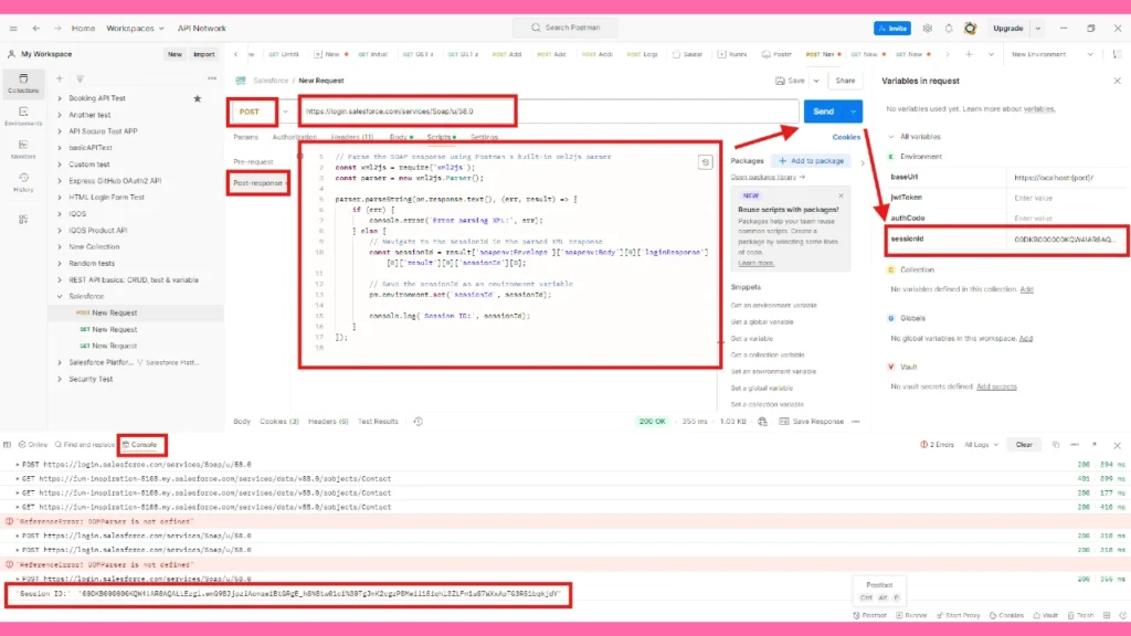 Automating Session Retrieval and Management in Postman for SOAP APIs