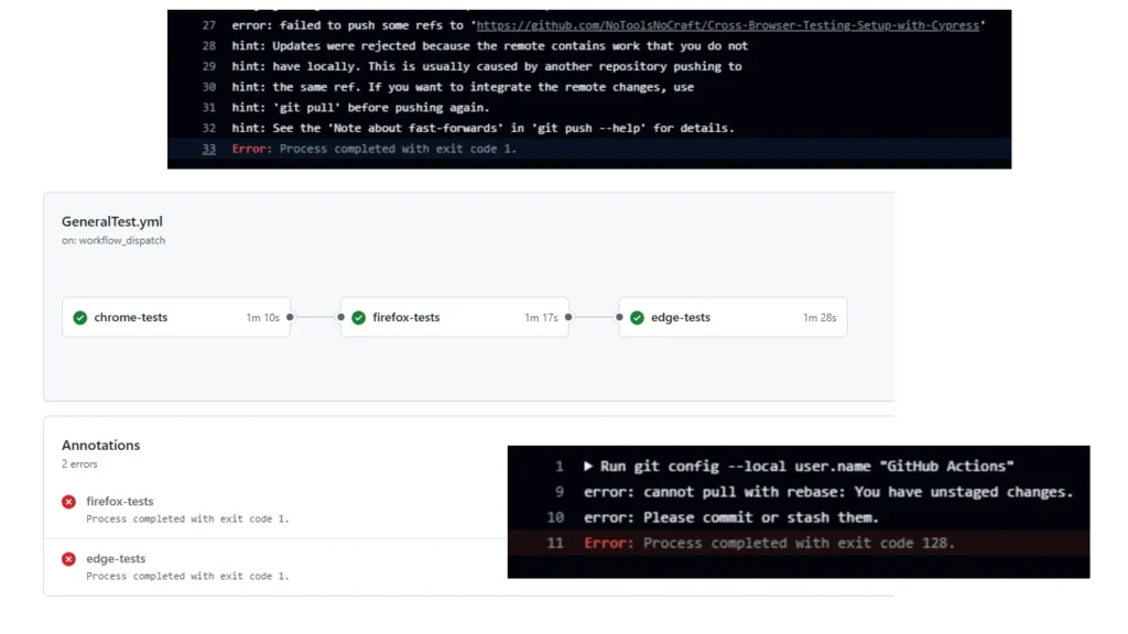 Resolving Git Push Issues in Cypress GitHub Actions Workflow