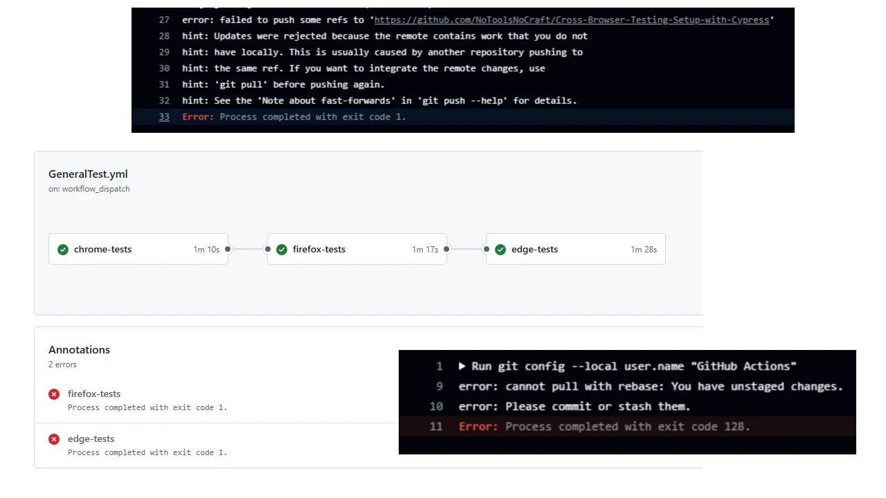 Resolving Git Push Issues in Cypress GitHub Actions Workflow